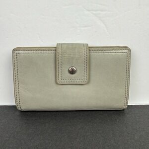 Hobo International Bifold Wallet Gray Soft Leather Clutch Credit Card Organizer